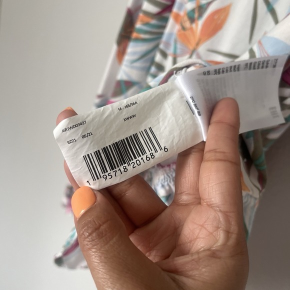 ROXY Tropical Floral Womens Sundress Dress White Cream Sleeveless Medium Summer - Picture 4 of 9